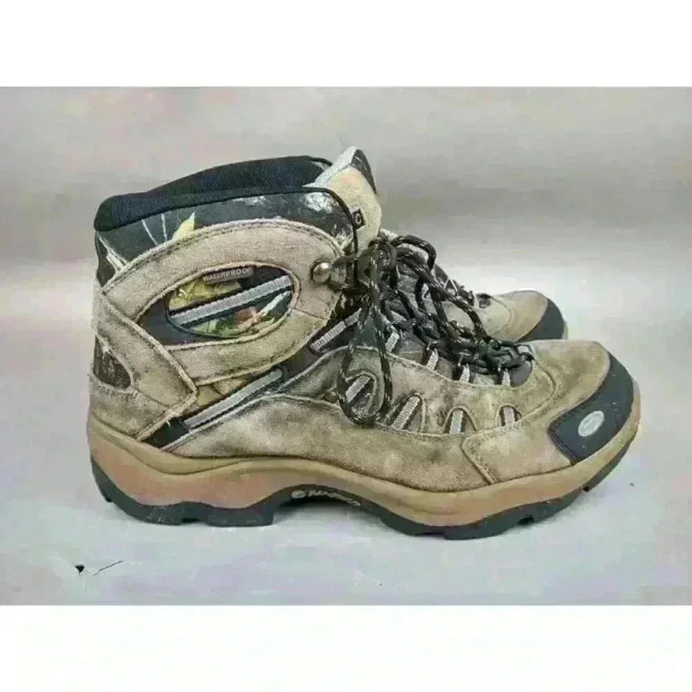 Hi-Tec Bandera‎ Mid Waterproof Hiking Boots Suede Leather Tan Mens 14 New Laces